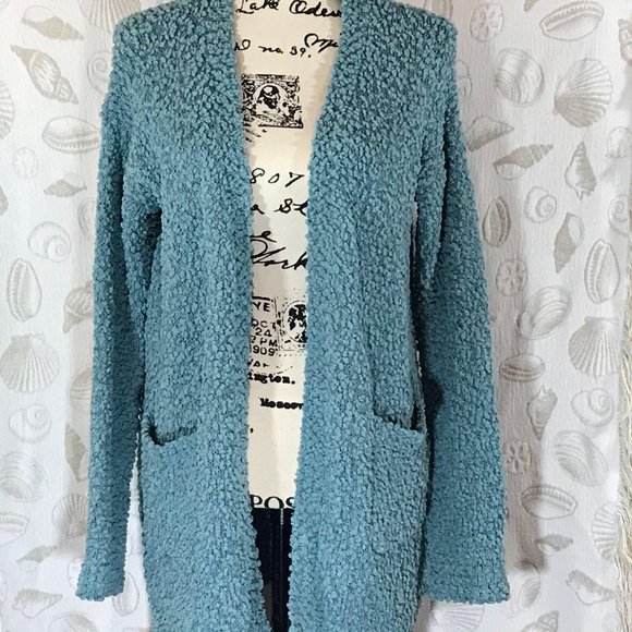 Listicle Tops - Listicle Blue Knit Cardigan Sweater L